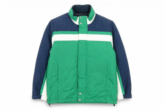 Front view of Brooks Brothers Men's Green Puffer Jacket M Nylon Water Resistant