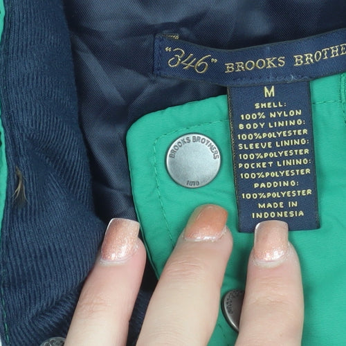 Brooks Brothers Men's Green Puffer Jacket M Nylon Water Resistant