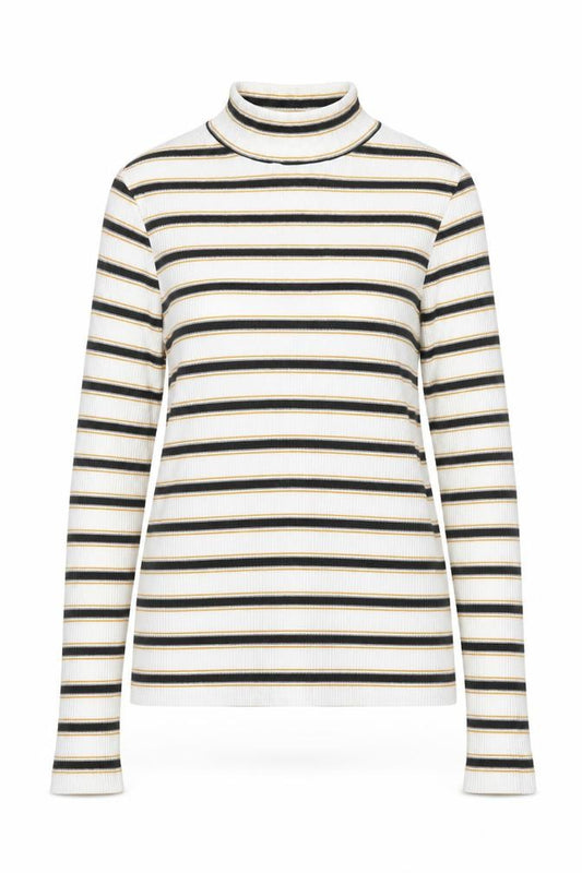 Front view of Mint Velvet Women's Multicoloured Striped Roll Neck Jumper, size M