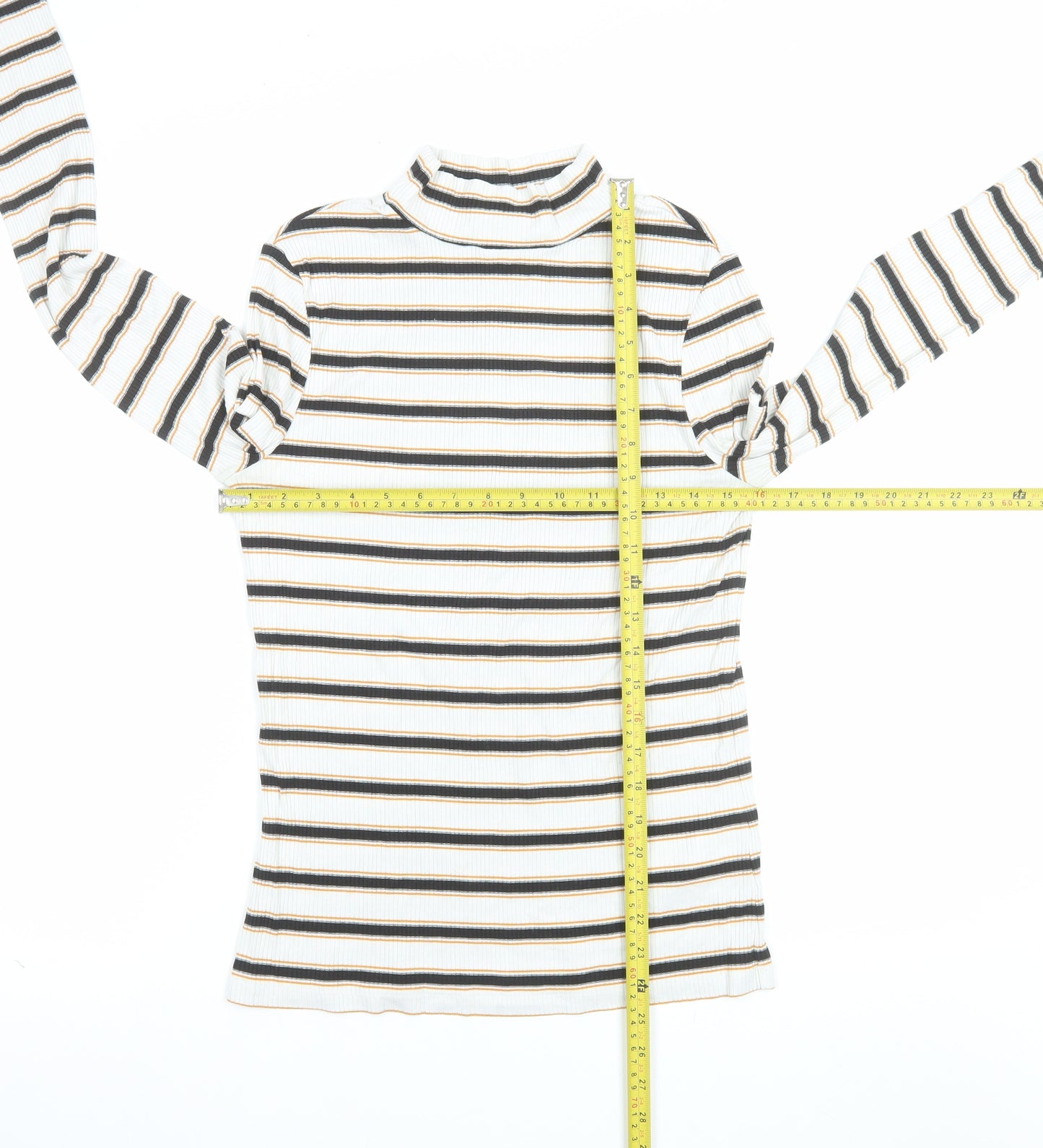 Mint Velvet Women's Multicoloured Striped Roll Neck Jumper Size M