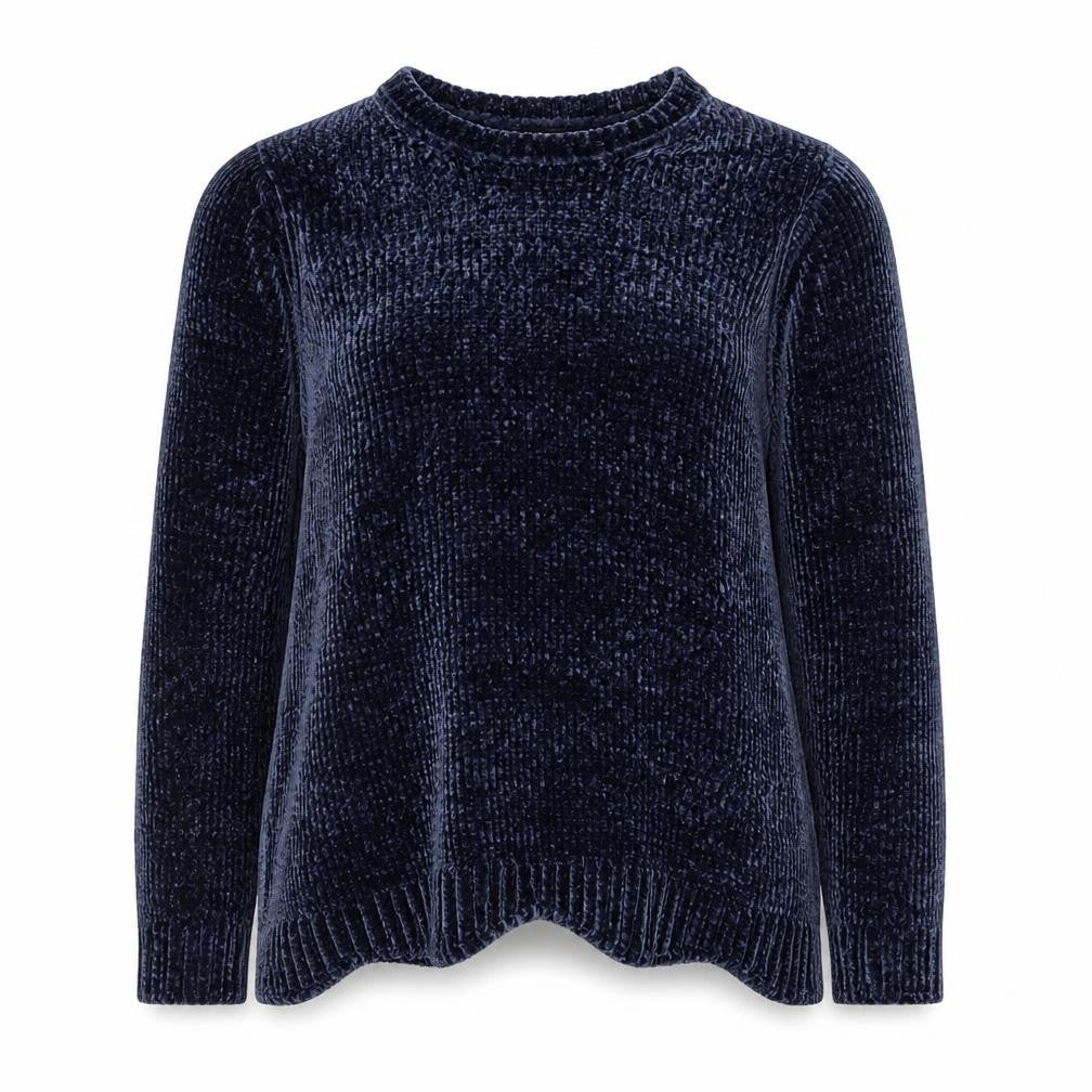 Front view of Bonmarché Women Blue Velvet Long Sleeve jumper, size 12