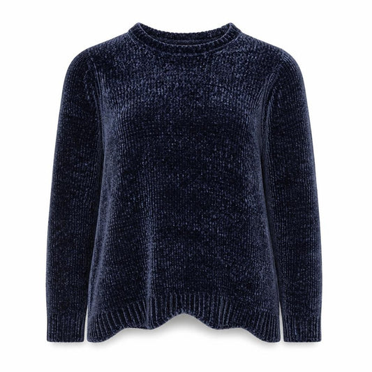 Front view of Bonmarché Women Blue Velvet Long Sleeve jumper, size 12