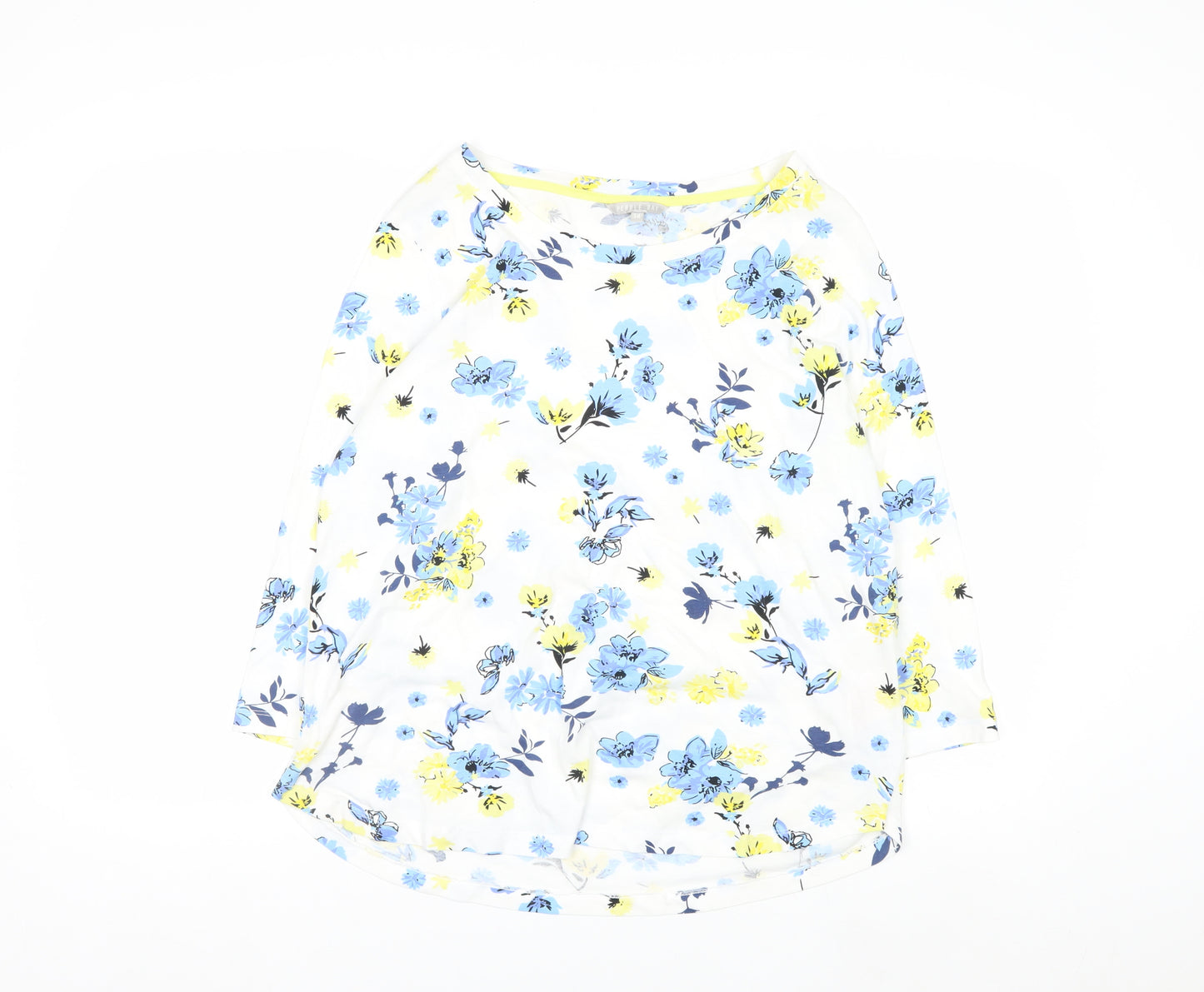 Pebble Bay Women's Multicoloured Floral Cotton 3/4 Sleeve T-Shirt Size 14