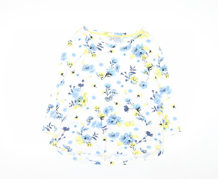 Pebble Bay Women's Multicoloured Floral Cotton 3/4 Sleeve T-Shirt Size 14