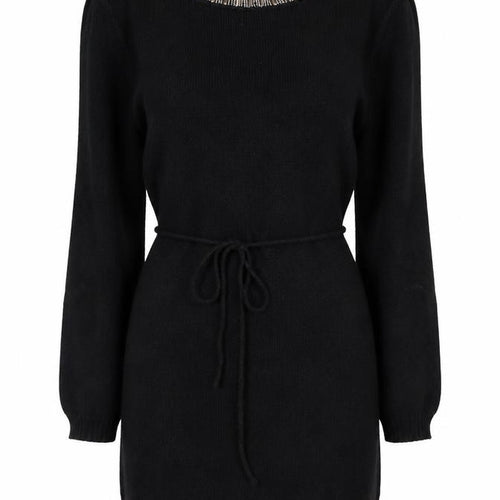 H&M MAMA Black Beaded Boat Neck Knit Tunic Jumper Women's S