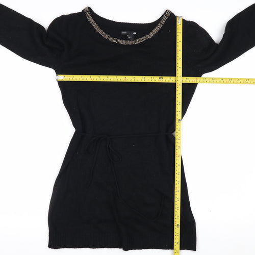 H&M MAMA Black Beaded Boat Neck Knit Tunic Jumper Women's S