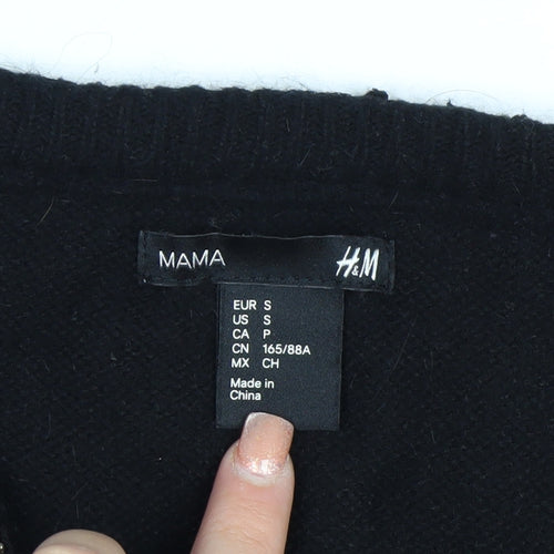 H&M MAMA Black Beaded Boat Neck Knit Tunic Jumper Women's S