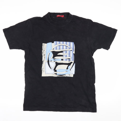 Etienne Ozaki Men's Black Graphic Print Cotton T-Shirt Size L