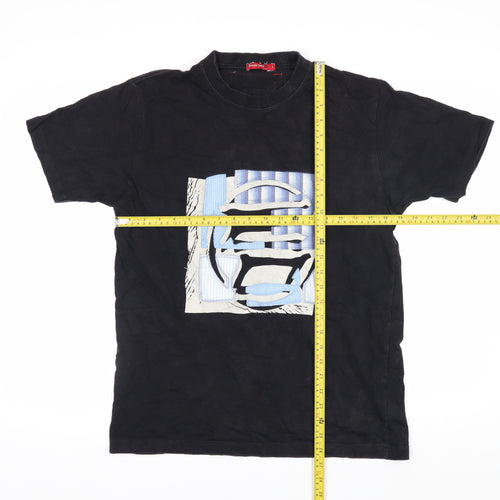 Etienne Ozaki Men's Black Graphic Print Cotton T-Shirt Size L