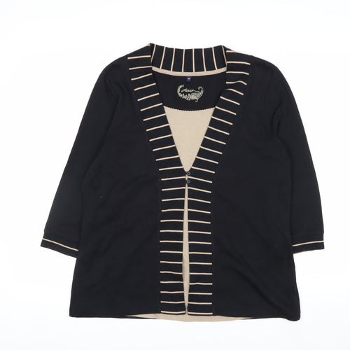 Dash Women’s Black Striped V-Neck Tunic Top Size 16 Cotton Blend