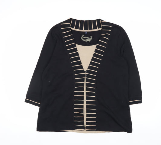 Dash Women’s Black Striped V-Neck Tunic Top Size 16 Cotton Blend