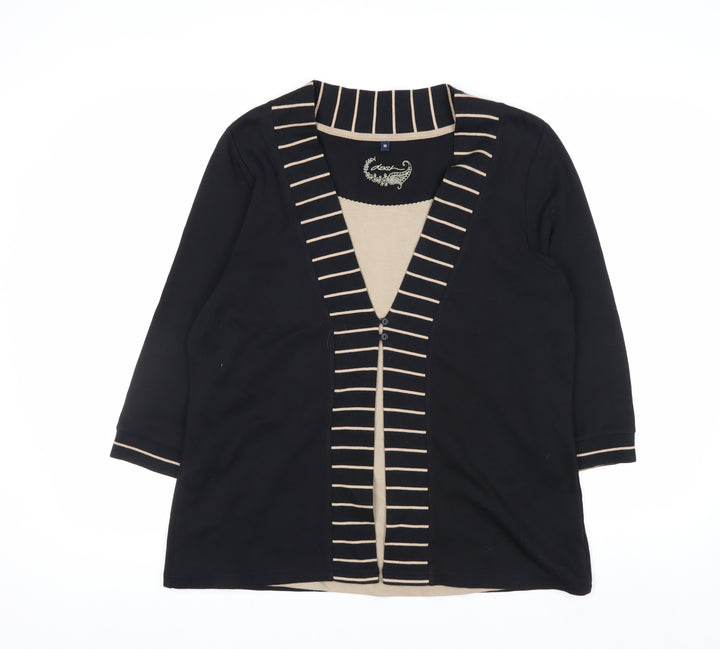 Dash Women’s Black Striped V-Neck Tunic Top Size 16 Cotton Blend