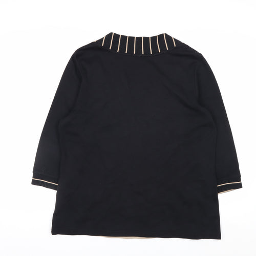 Dash Women’s Black Striped V-Neck Tunic Top Size 16 Cotton Blend