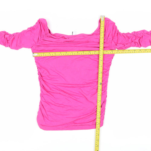 & Other Stories Women’s Pink Off Shoulder Ruched Jersey Blouse Size 8