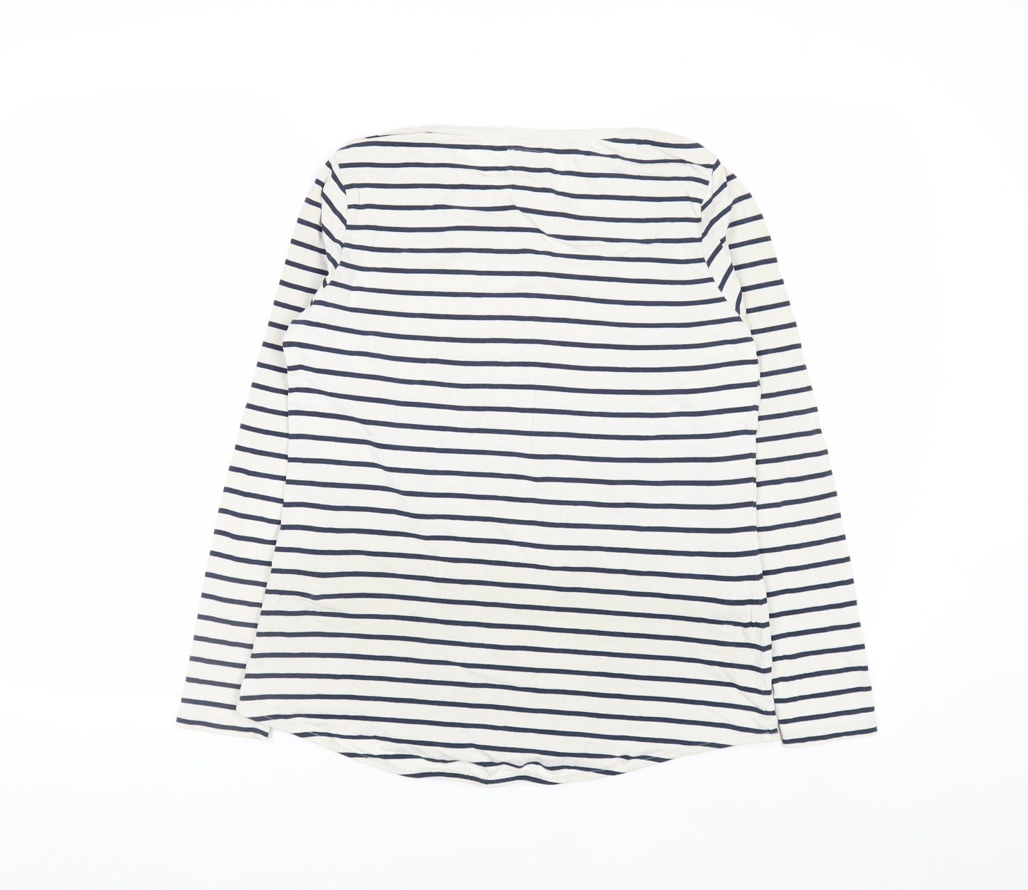 Fat Face Women’s White Navy Striped Long Sleeve Cotton Jersey Boat Neck T-Shirt Size 10