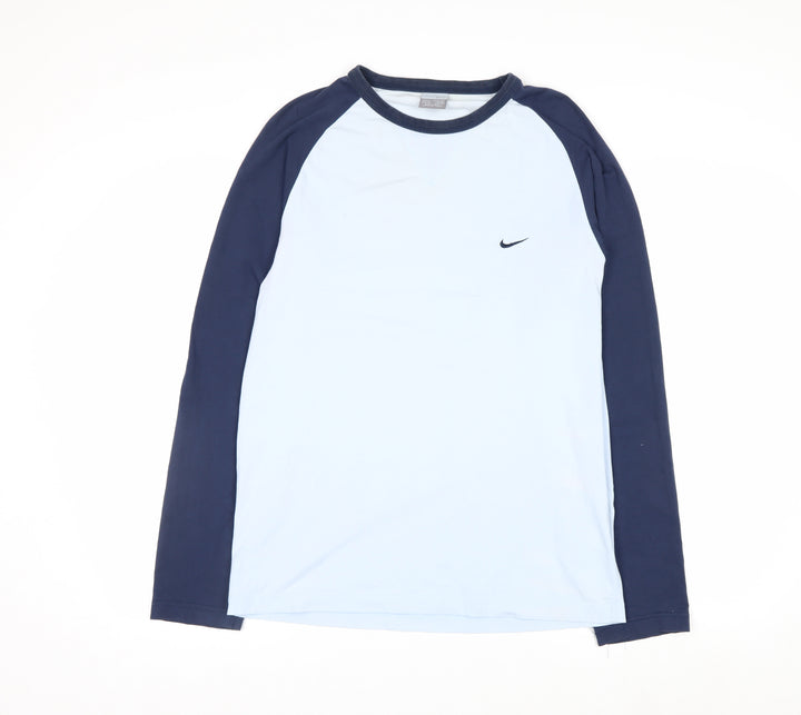 Nike Men's Blue Long Sleeve Crew Neck Cotton Top Size M