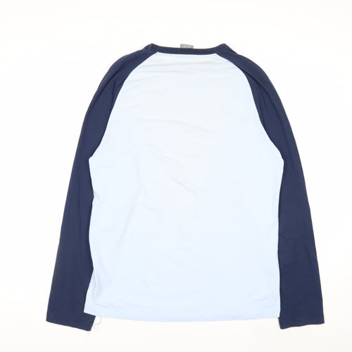 Nike Men's Blue Long Sleeve Crew Neck Cotton Top Size M