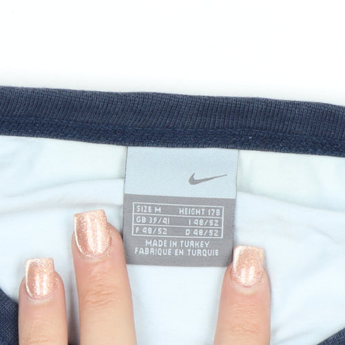 Nike Men's Blue Long Sleeve Crew Neck Cotton Top Size M