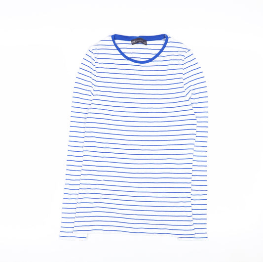 Marks and Spencer Women’s Blue Striped Long Sleeve Cotton T-Shirt Size 8