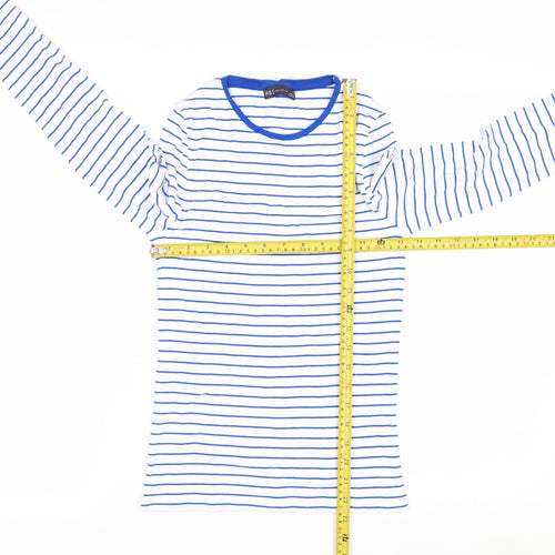 Marks and Spencer Women’s Blue Striped Long Sleeve Cotton T-Shirt Size 8