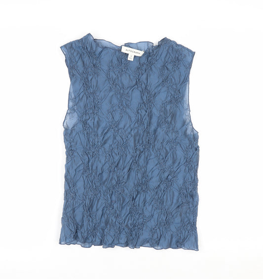 Marks and Spencer Autograph Women Blue Sleeveless Textured Blouse Size 12