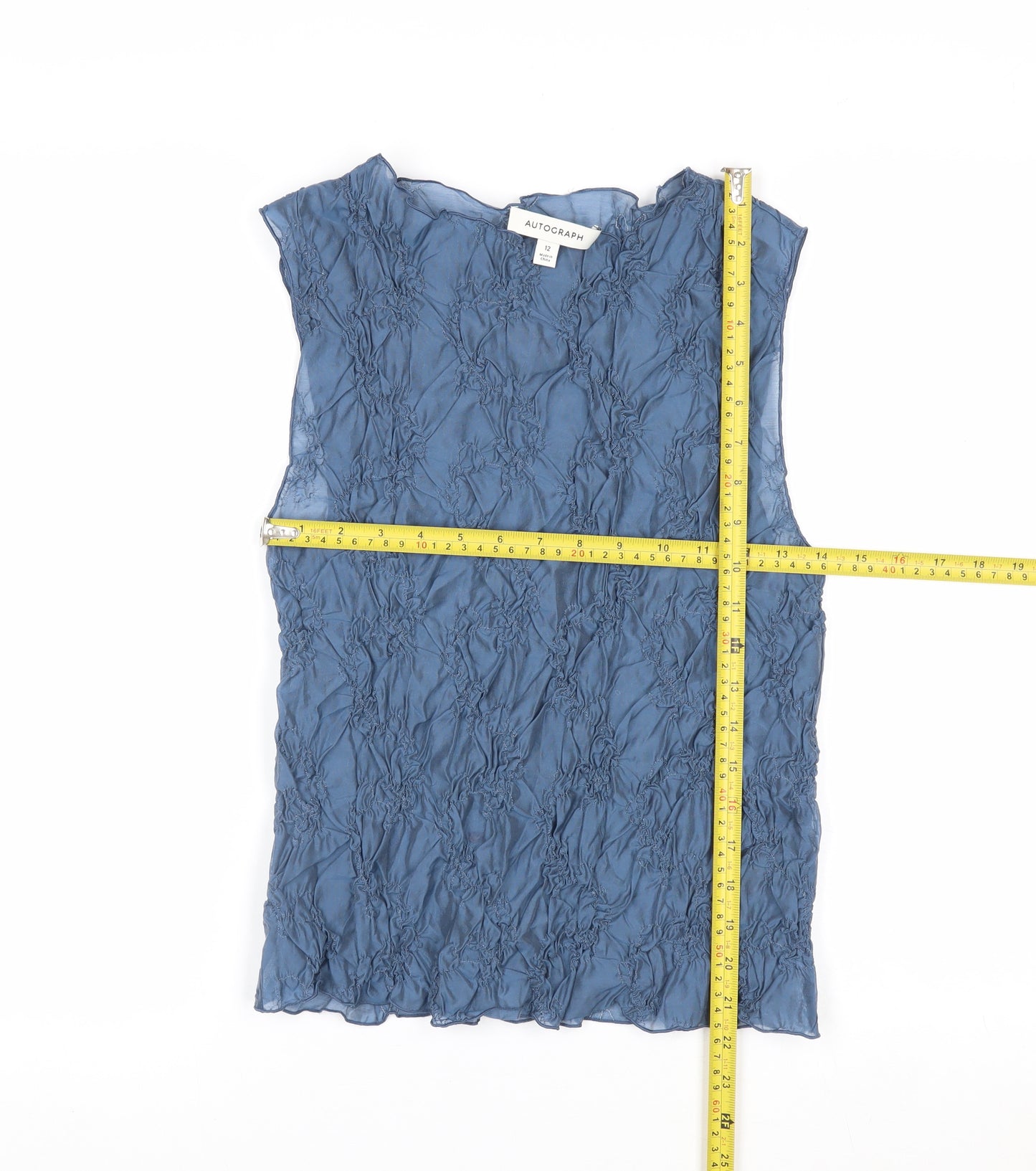Marks and Spencer Autograph Women Blue Sleeveless Textured Blouse Size 12