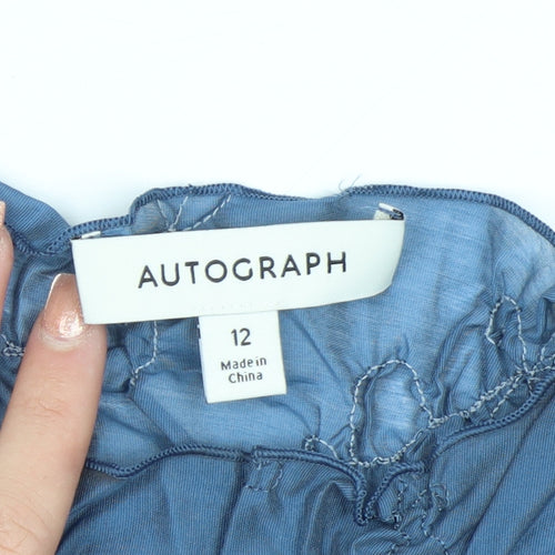 Marks and Spencer Autograph Women Blue Sleeveless Textured Blouse Size 12