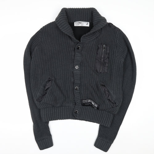 D-Struct Mens Grey Chunky Knit Cardigan Medium Casual Winter