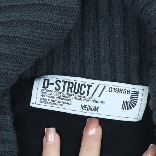 D-Struct Mens Grey Chunky Knit Cardigan Medium Casual Winter