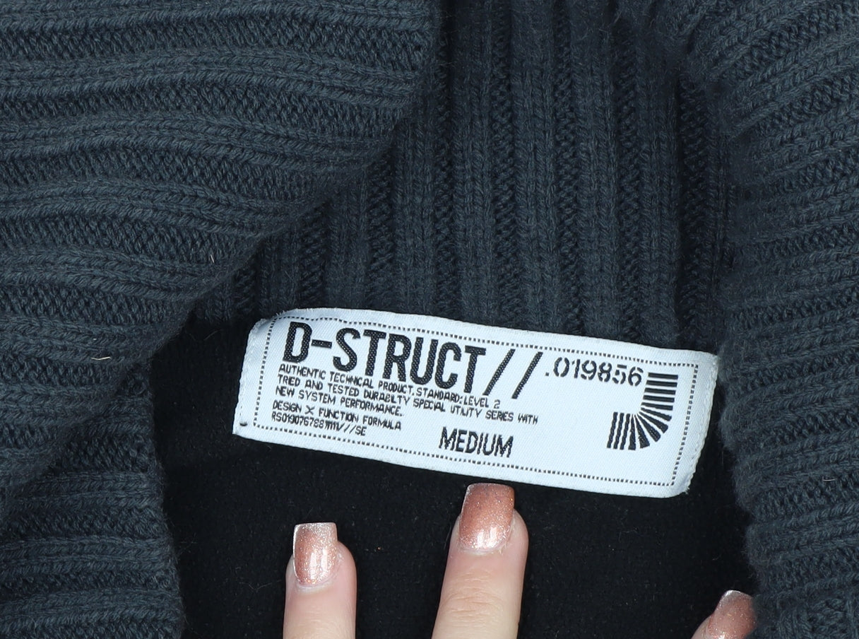 D-Struct Mens Grey Chunky Knit Cardigan Medium Casual Winter