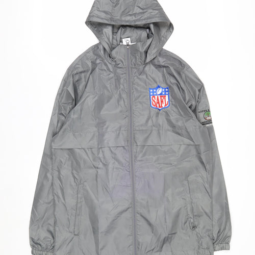 Team 365 Men's Grey Hooded Windbreaker Jacket Size S