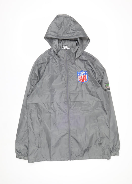 Team 365 Men's Grey Hooded Windbreaker Jacket Size S