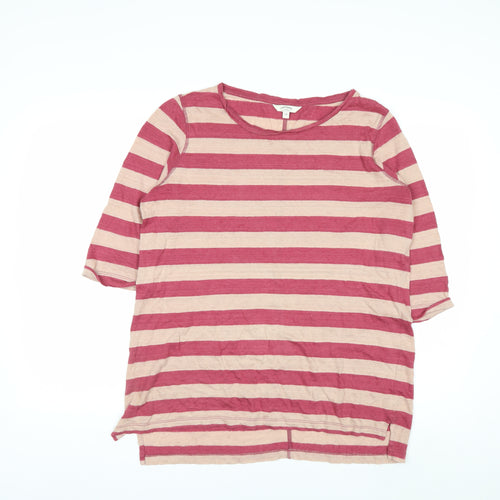 FatFace Women's Pink Striped 3/4 Sleeve Cotton T-Shirt Size 14