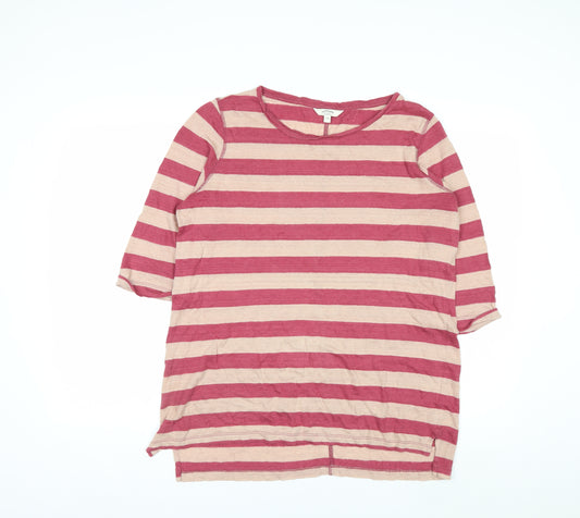 FatFace Women's Pink Striped 3/4 Sleeve Cotton T-Shirt Size 14