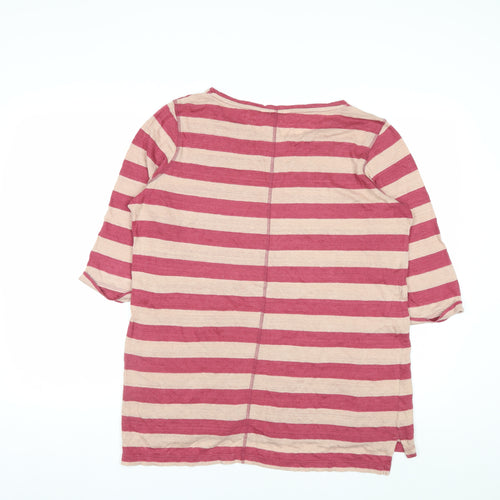 FatFace Women's Pink Striped 3/4 Sleeve Cotton T-Shirt Size 14