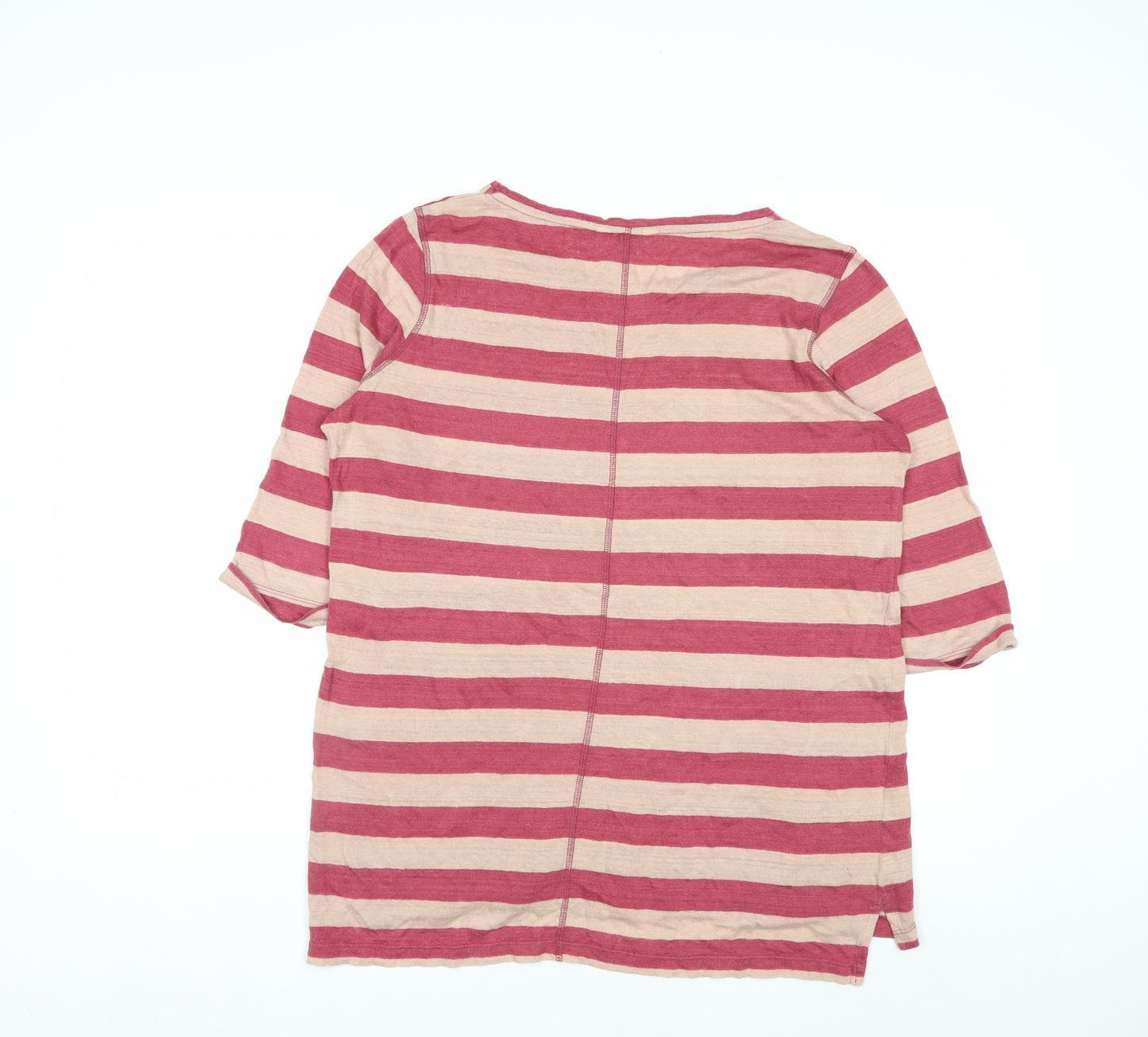 FatFace Women's Pink Striped 3/4 Sleeve Cotton T-Shirt Size 14