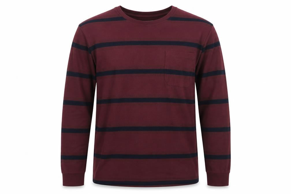 Front view of Marks & Spencer Men's Red Striped Pullover Sweatshirt XL