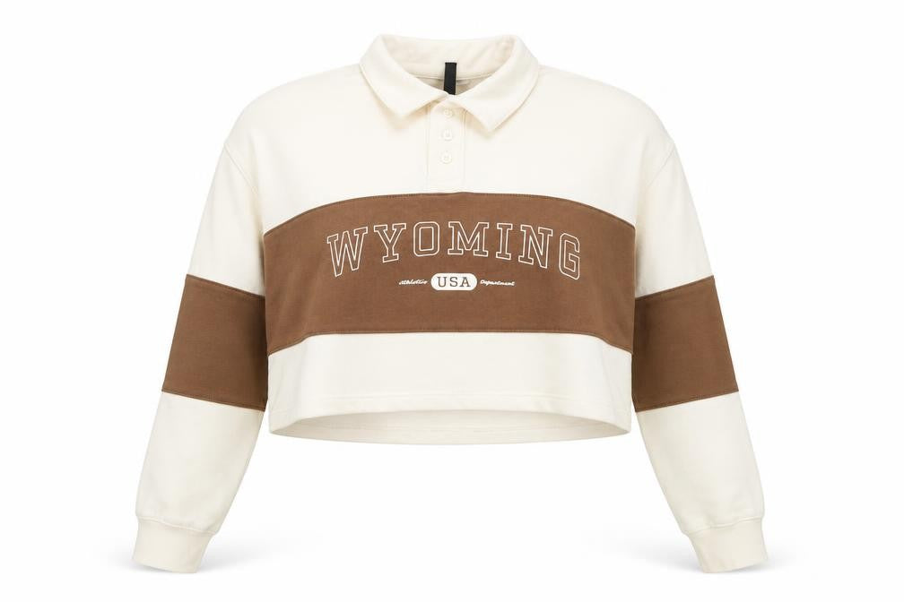 Front view of H&M Divided Women's Beige Brown Pullover Collared Sweatshirt XL
