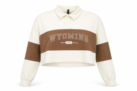 Front view of H&M Divided Women's Beige Brown Pullover Collared Sweatshirt XL