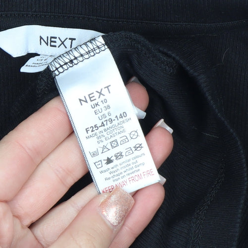 Next Womens Black Long Sleeve V-Neck Button-Up Top Size 10