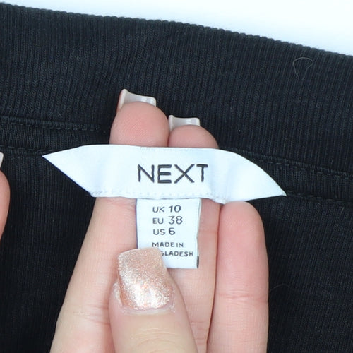 Next Womens Black Long Sleeve V-Neck Button-Up Top Size 10