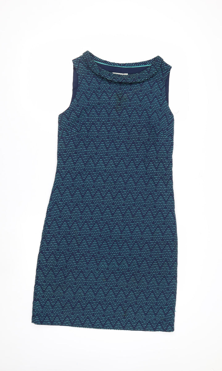 White Stuff Women's Blue Geometric Shift Dress Size 8