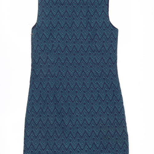 White Stuff Women's Blue Geometric Shift Dress Size 8