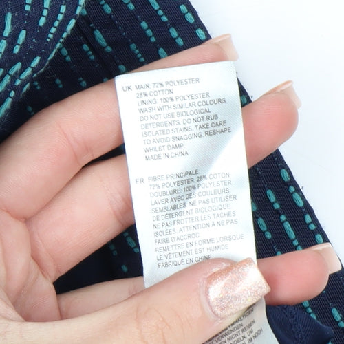 White Stuff Women's Blue Geometric Shift Dress Size 8