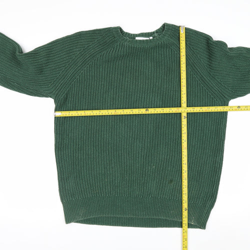 Weekday Men's Green Cotton Chunky Knit Crew Neck Jumper Size M