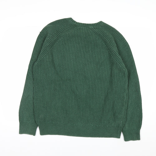 Weekday Men's Green Cotton Chunky Knit Crew Neck Jumper Size M