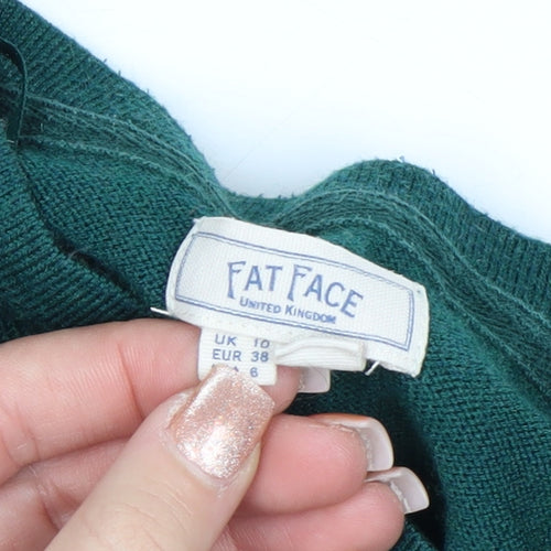 Fat Face Women’s Green Wool Blend Crew Neck Long Sleeve Jumper Size 10