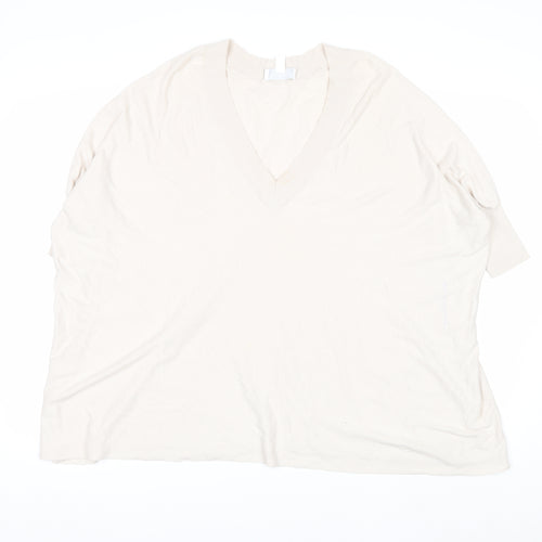 The White Company Women's Ivory V-Neck Relaxed Knit Jumper XS