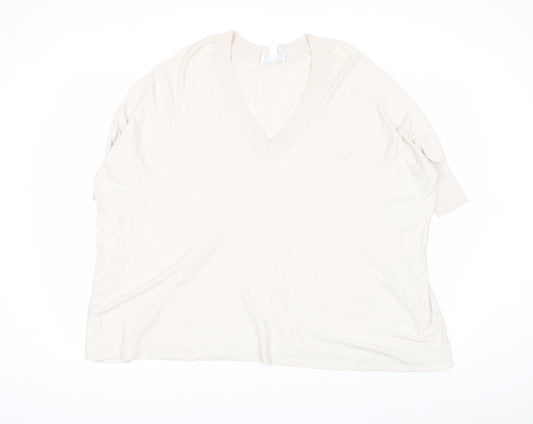 The White Company Women's Ivory V-Neck Relaxed Knit Jumper XS
