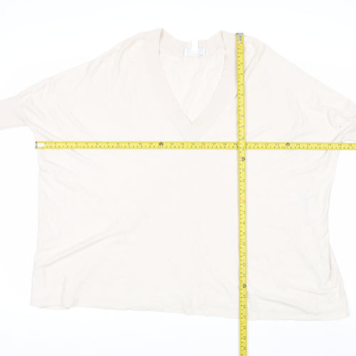 The White Company Women's Ivory V-Neck Relaxed Knit Jumper XS
